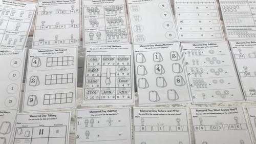 Memorial Day Math Worksheets by Teaching Autism | TpT