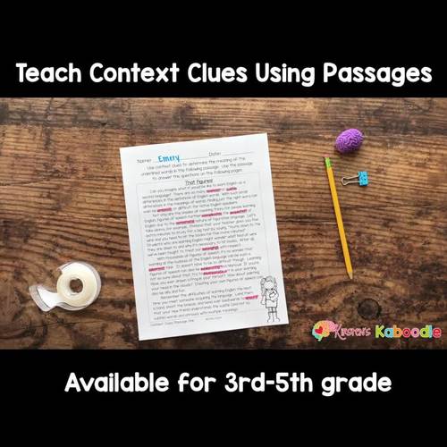 Context Clues Passages with Worksheets & Anchor Charts - 3rd-5th grade