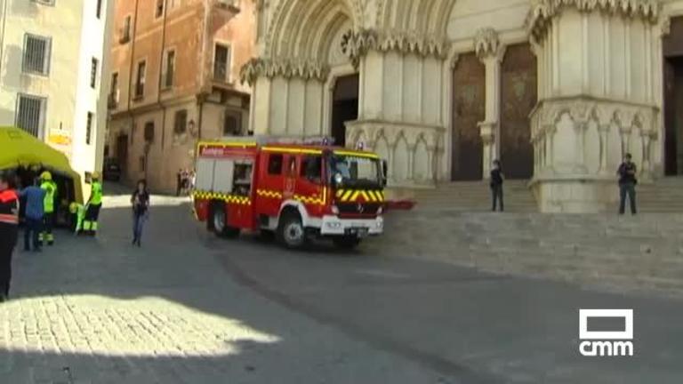 Más de 200 efectivos participan en un simulacro de incendio en la catedral de Cuenca